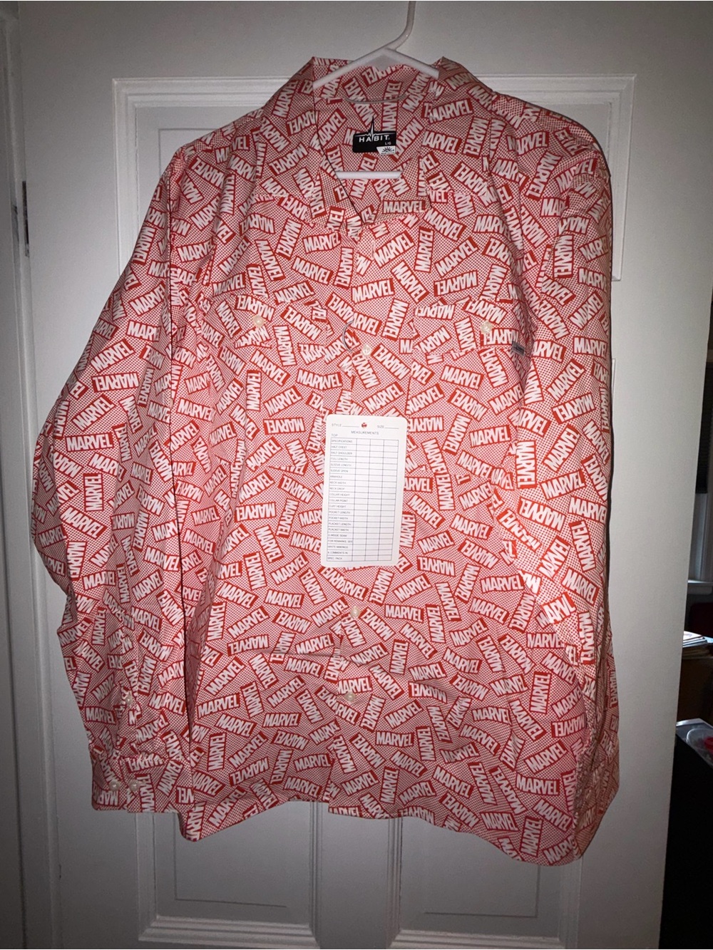 Marvel Men's  Orange and White Logo Print Button-Down Shirt